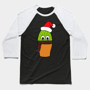 Cute Cactus Design #338: Cute Cactus With Christmas Scarf Baseball T-Shirt